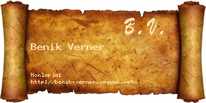 Benik Verner névjegykártya
